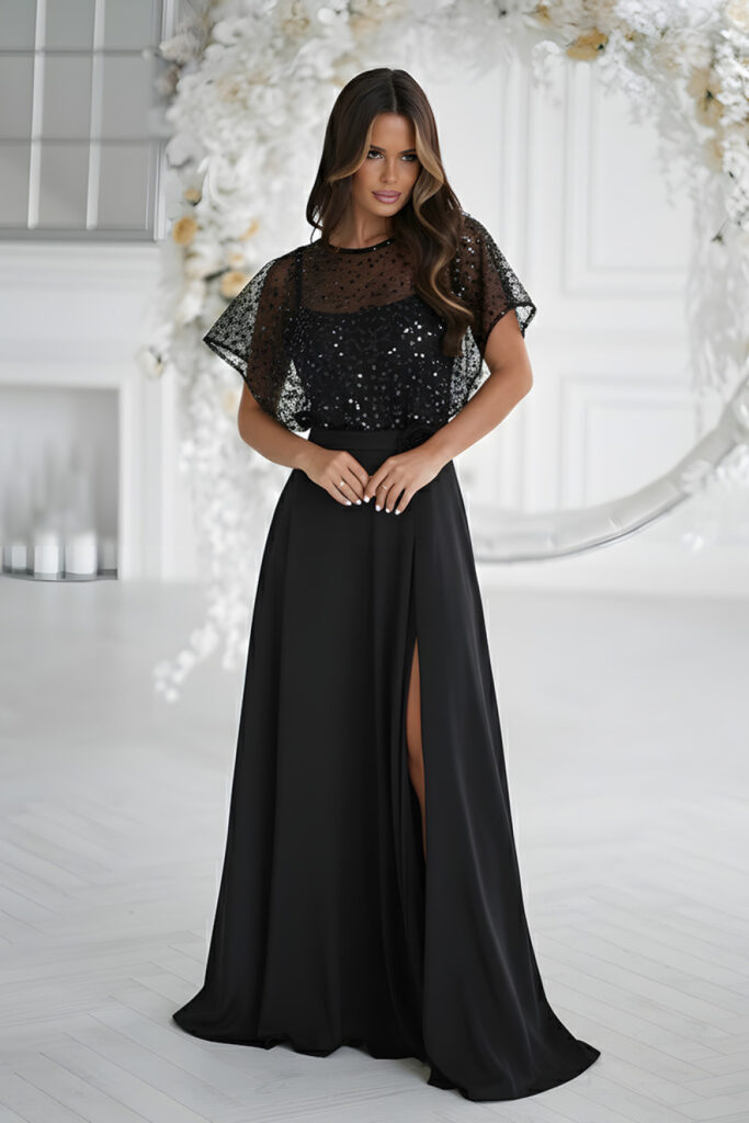 Langes Kleid model 219685 Bicotone