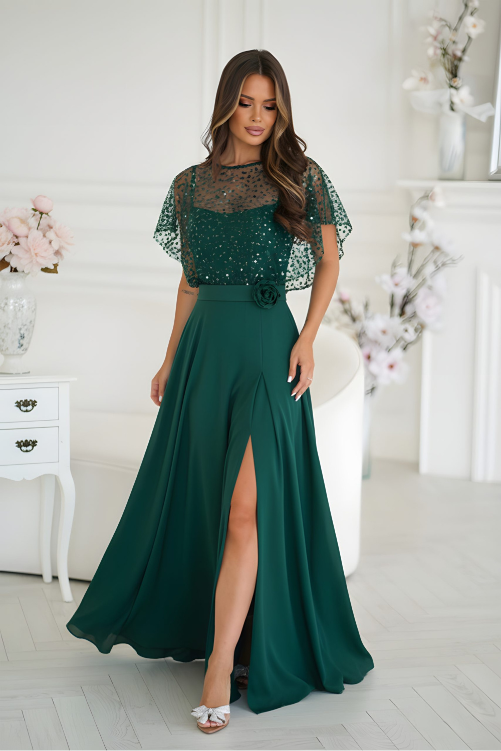 Langes Kleid model 219686 Bicotone