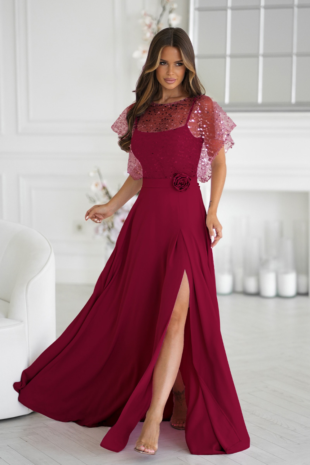 Langes Kleid model 219687 Bicotone