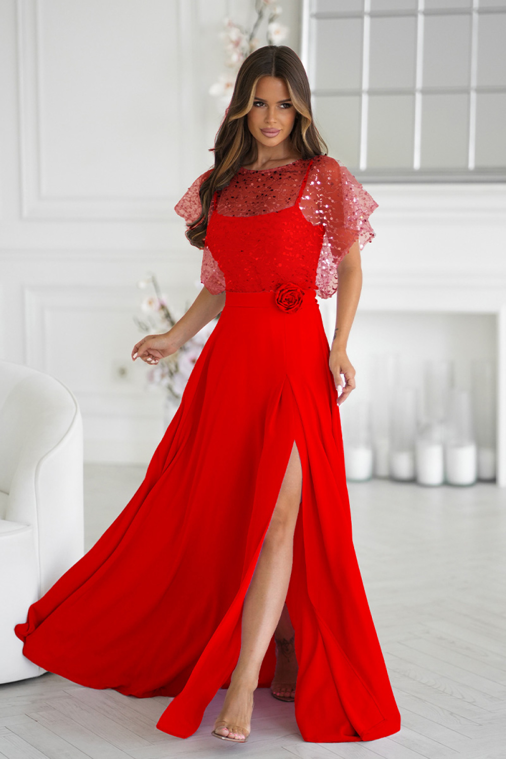 Langes Kleid model 219688 Bicotone
