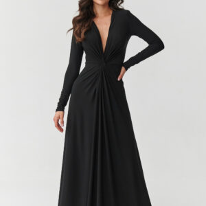 Langes Kleid model 220464 Makadamia