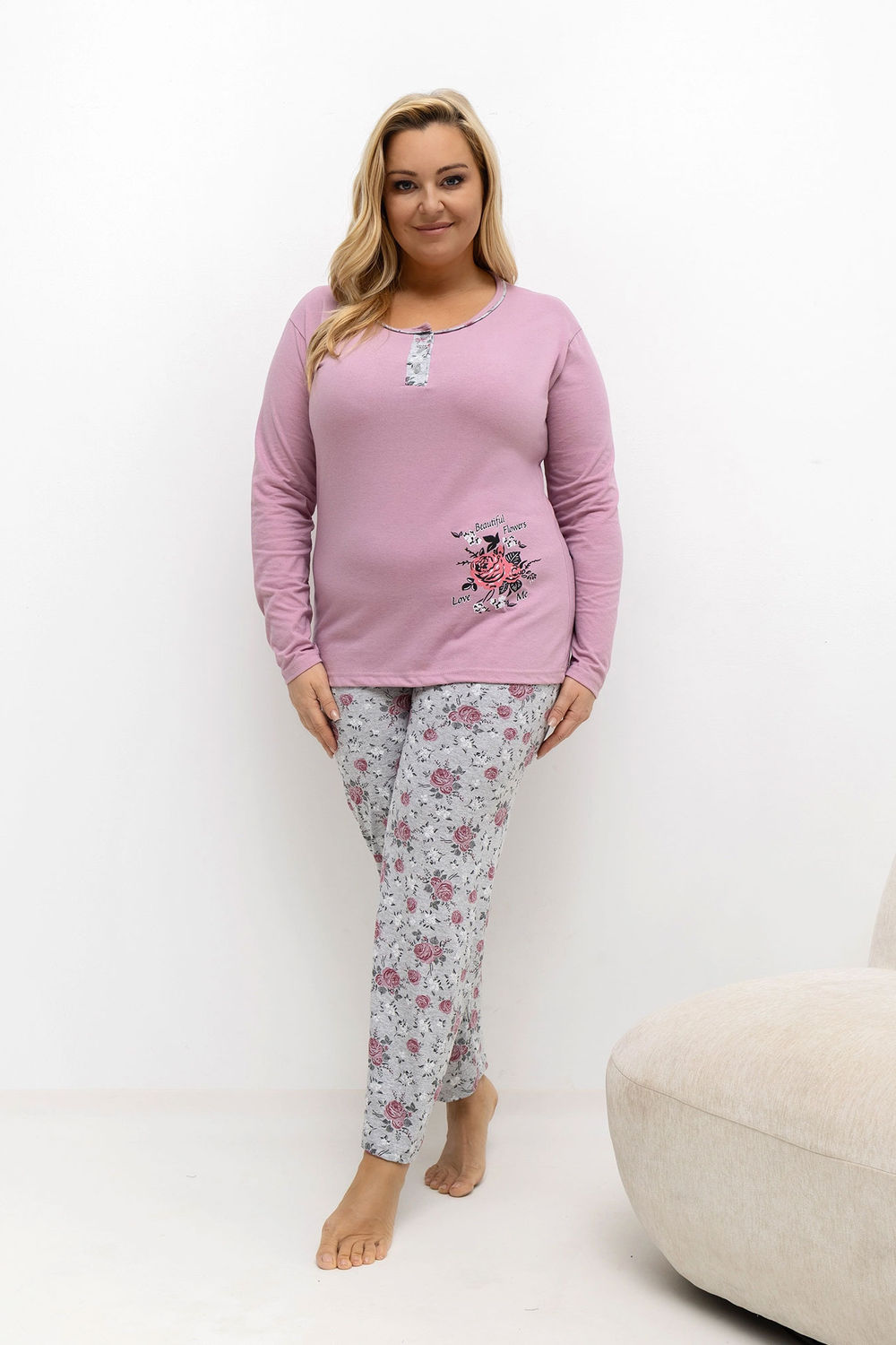 Übergrößen-Pyjama model 221188 Forever Pink