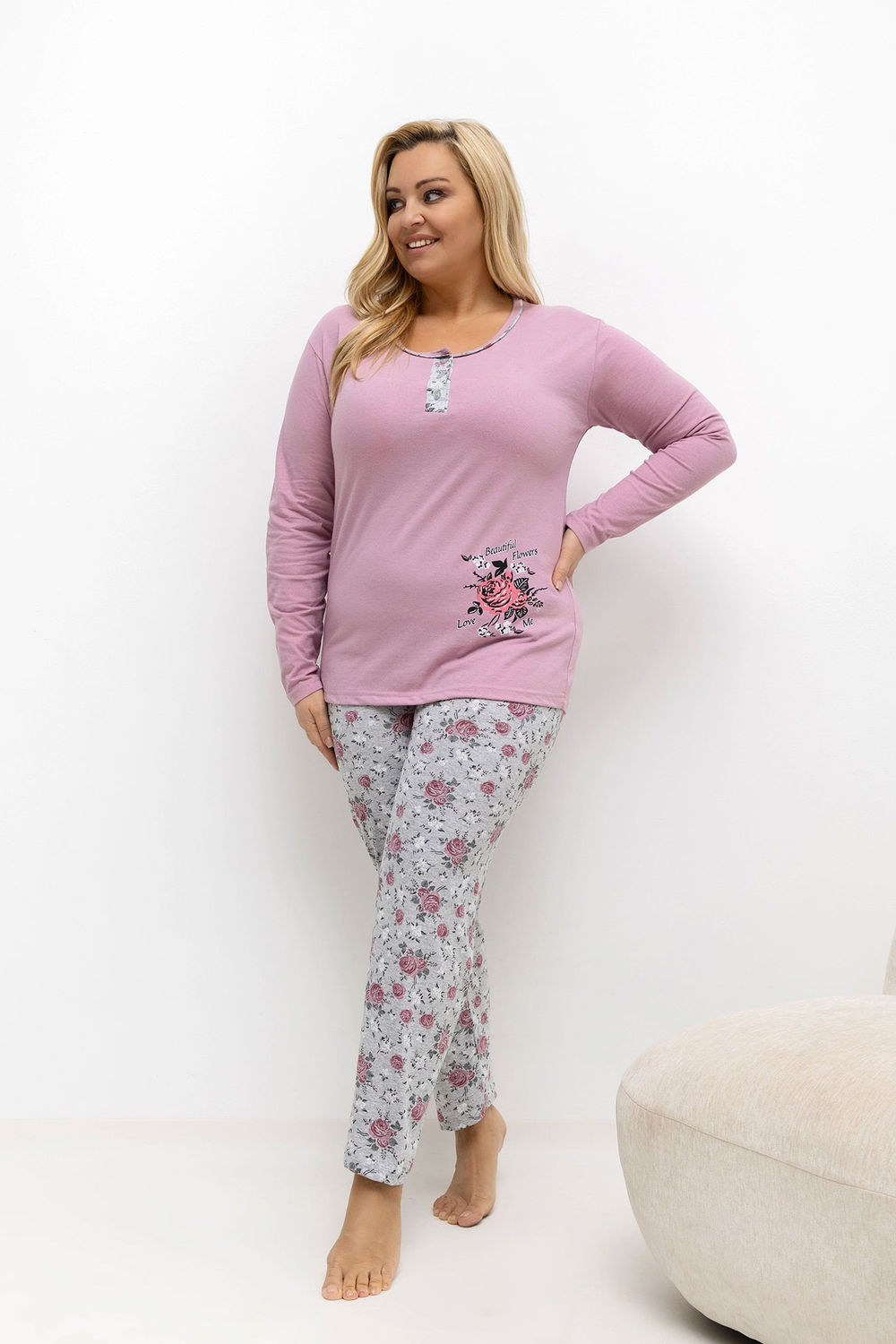 Übergrößen-Pyjama model 221188 Forever Pink - Afbeelding 2
