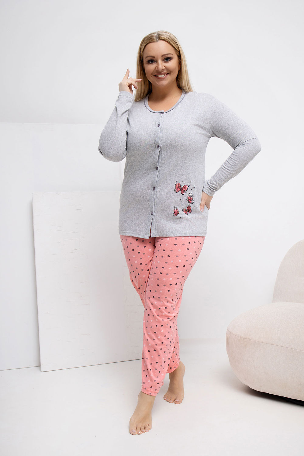 Übergrößen-Pyjama model 223305 Forever Pink - Afbeelding 2