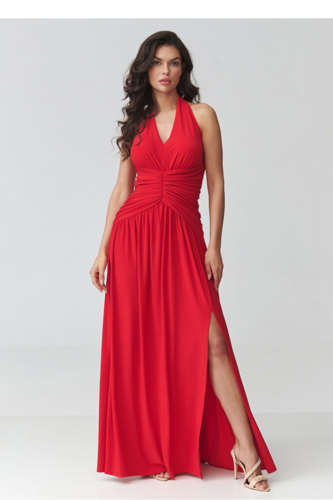 Langes Kleid model 228321 Makadamia