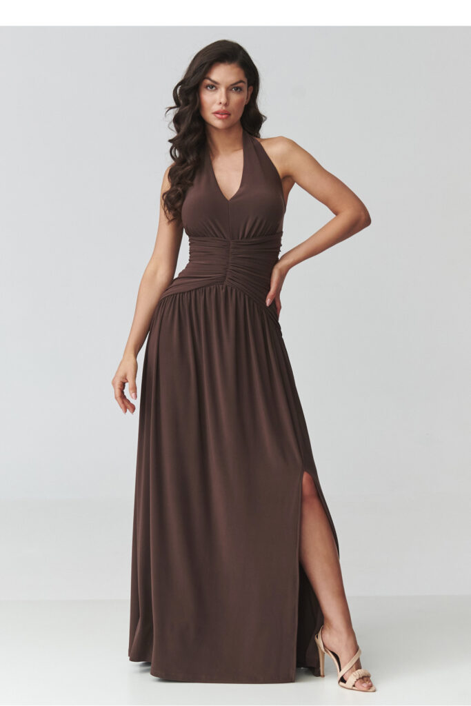Langes Kleid model 228322 Makadamia