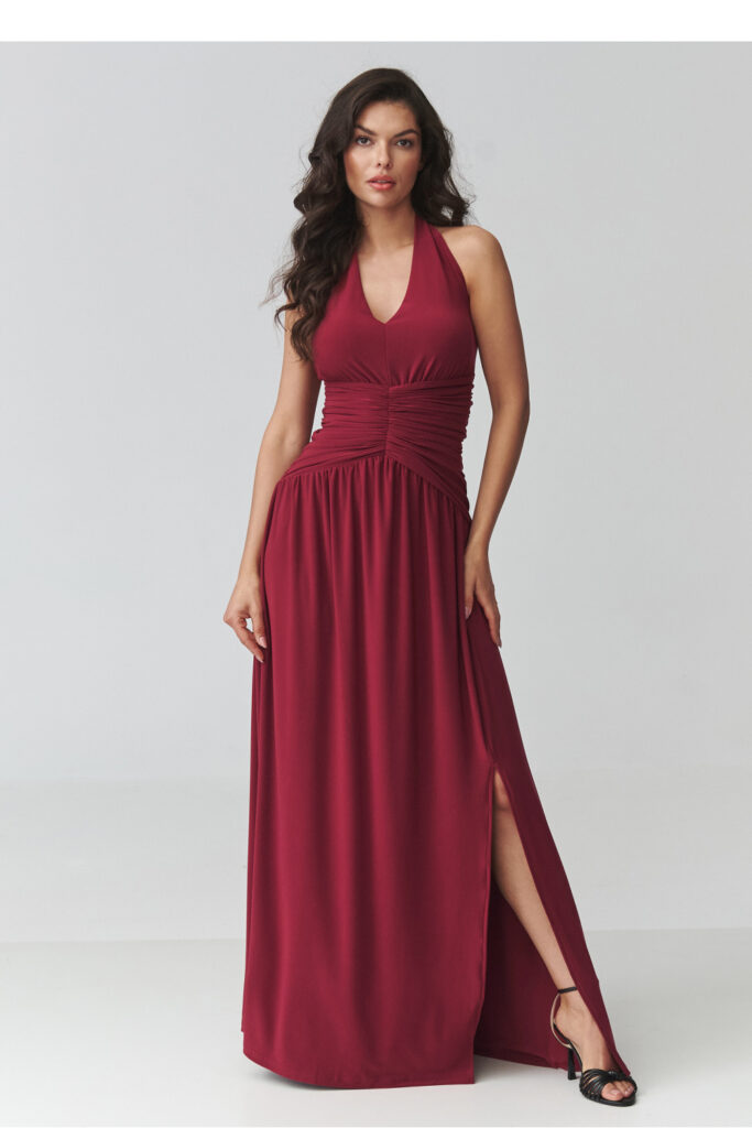 Langes Kleid model 228324 Makadamia