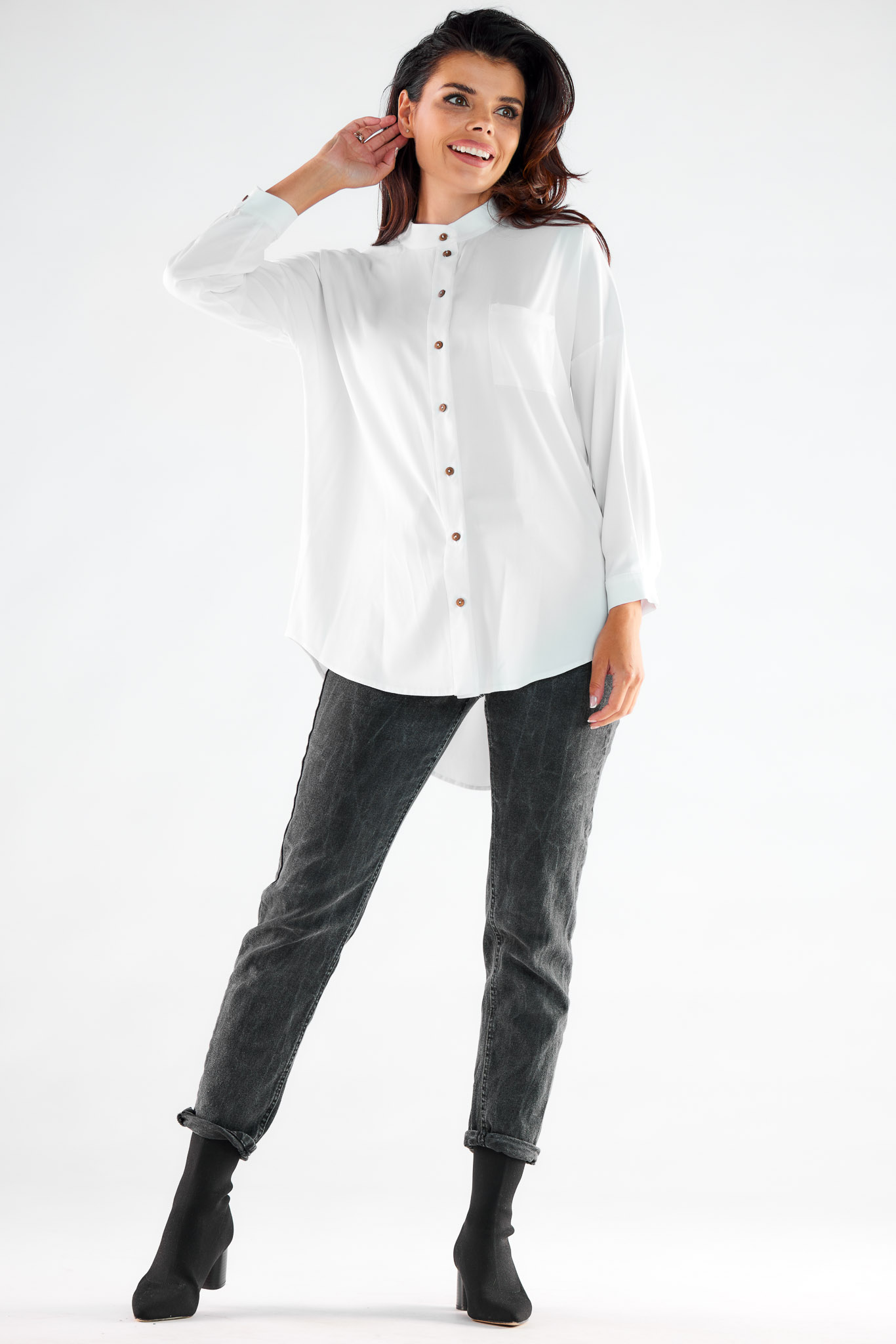 Langarm Hemd model 173921 awama - Afbeelding 2